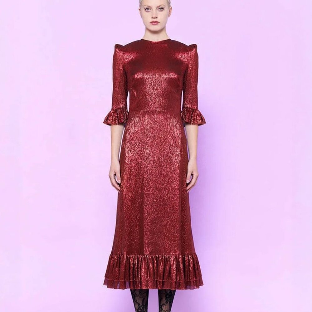 The Vampire’s Wife Falconetti Ruffled Metallic Dress